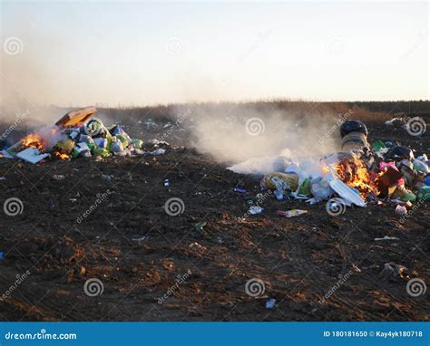 Burning Garbage. Concern for the Environment Stock Photo - Image of ...