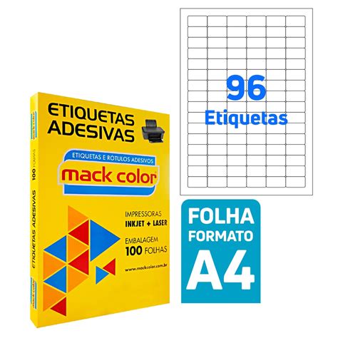 Etiqueta Adesiva A4 31x17mm 100 Folhas Mack Color Shopee Brasil