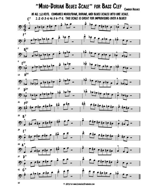 Mixo Dorian Blues Scale For Bass Clef Instruments Learn Jazz Standards