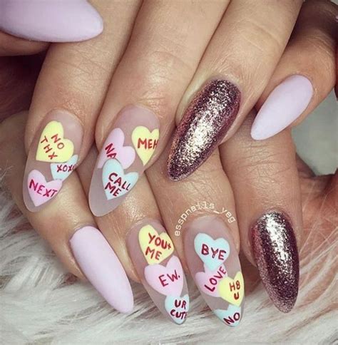 Almond Nails Heart Nails Acrylic Nails Matte Nails Valentines