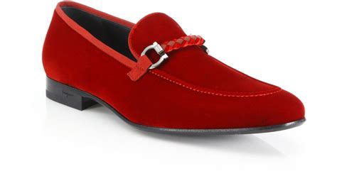 Ferragamo Lord Velvet Loafers In Red Lyst