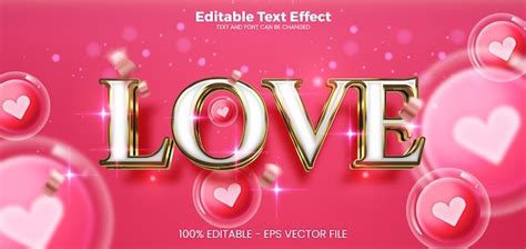 Premium Vector Love Editable Text Effect 3d Text Effect Template