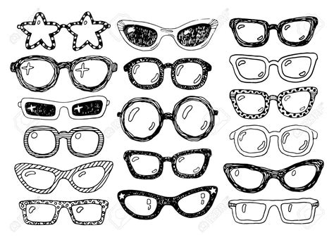 Hand Drawn Doodle Fashion Eyeglasses Set Stock Vector How