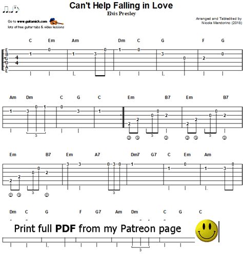 Cant Help Falling In Love Easy Guitar Tab