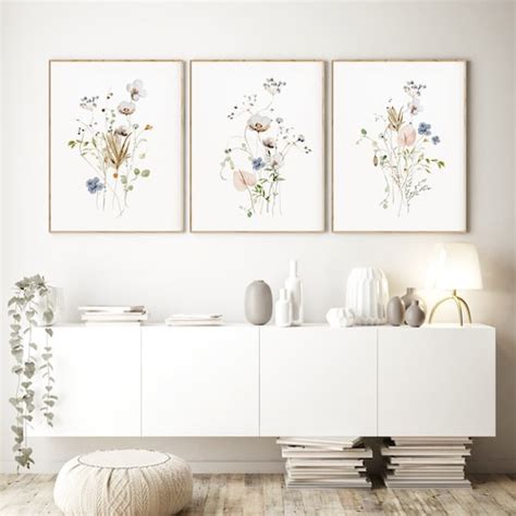 Set Of Wildflower Prints Floral Wall Art Botanical Print Etsy