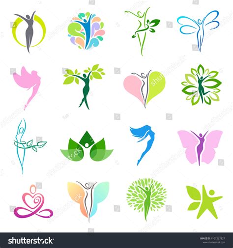 Fitness Wellness Vector Logo Design Set Stock Vector (Royalty Free