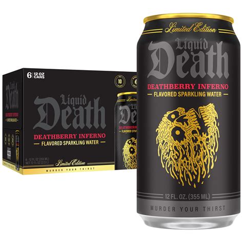 Liquid Death, Deathberry Inferno, Strawberry Lava Flavored Sparkling