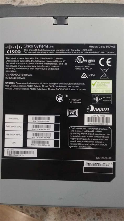 Маршрутизатор (роутер) Cisco 867VAE-K9 v02 1 Гбит/с: 1 100 грн ...