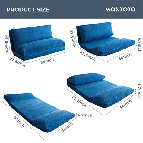 Maxyoyo Corduroy Bean Bag Folding Sofa Bed Blue Maxyoyo