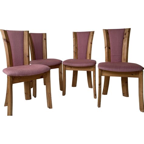 Lot De Chaises Repas Vintage En Pin Et Tissu Danemark