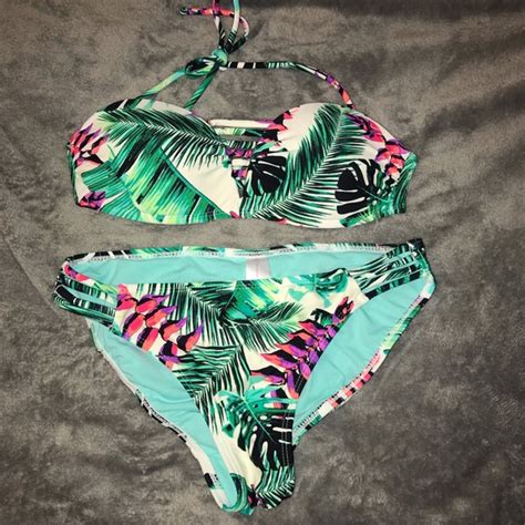 No Boundaries Swim Small Palm Leaf Bandeau Bikini Poshmark