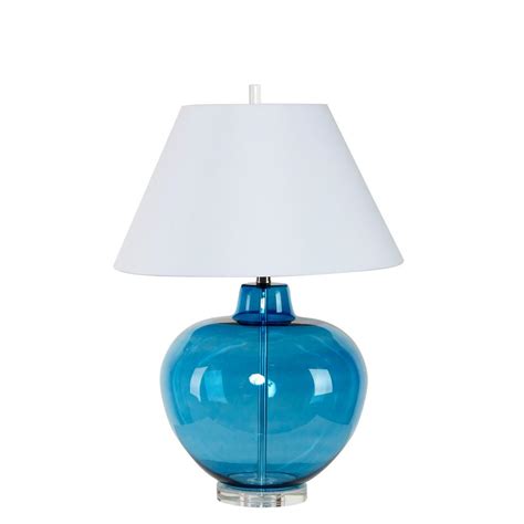 Silverwood Dani 29 5 In Blue Glass Table Lamp Cplt1936b The Home Depot