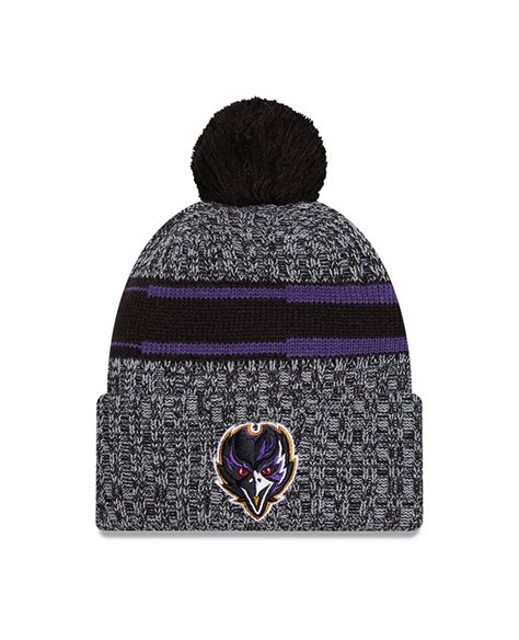 Baltimore Ravens Nfl Sideline 2023 Black Bobble Knit Hat