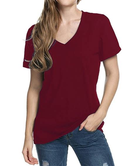 Womens Casual Basic V Neck T Shirt Long And Short Sleeve Loose Solid