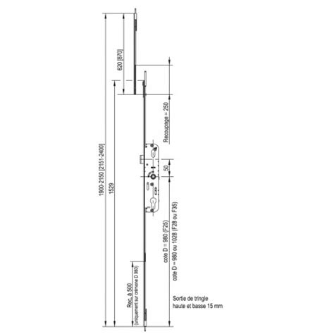 Crémone à Barillet avec Prolongateur Ajustable PF G 24484 G 24753