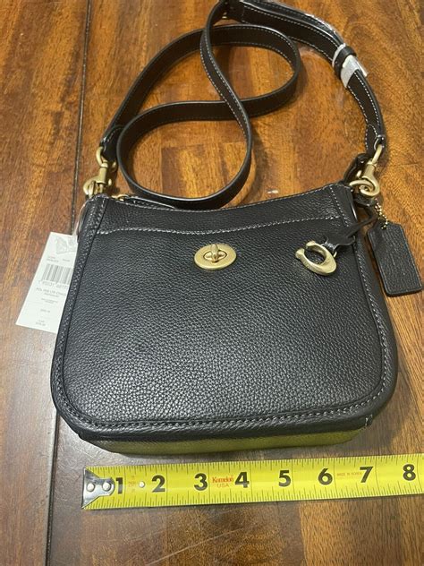 Coach Polished Pebble Leather Chaise Crossbody 19 Black For Women One