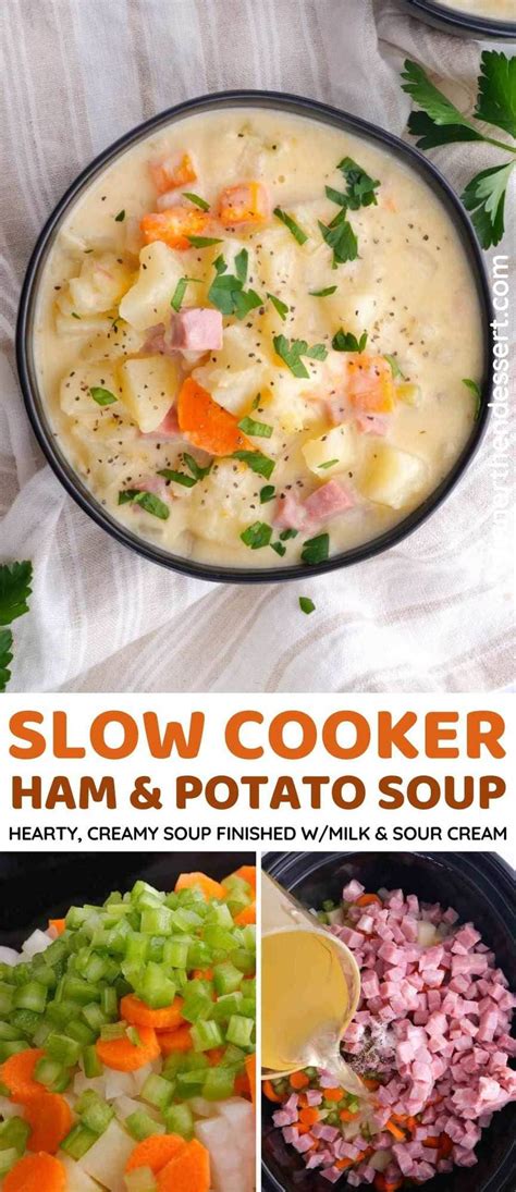 Slow Cooker Ham and Potato Soup - Dinner, then Dessert