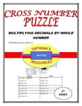 CROSS NUMBER PUZZLE Multiplying Decimals By Whole Number By