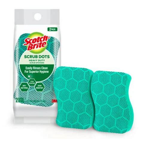 3m Scotch Brite Scrub Dots Heavy Duty Sponge 2 Pcs Green Sdh