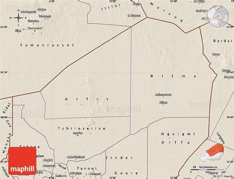 Shaded Relief Map of Agadez