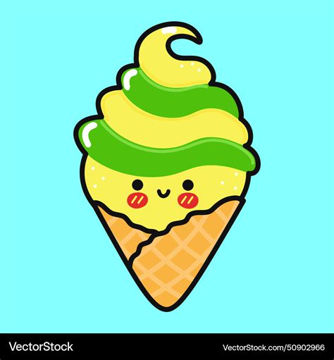 Cute funny ice cream hand drawn cartoon Royalty Free Vector