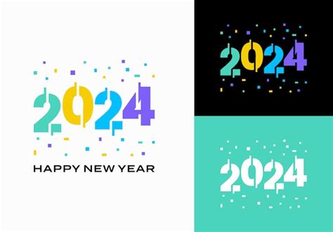 Premium Vector 2024 Happy New Year Number Text Modern Futuristic