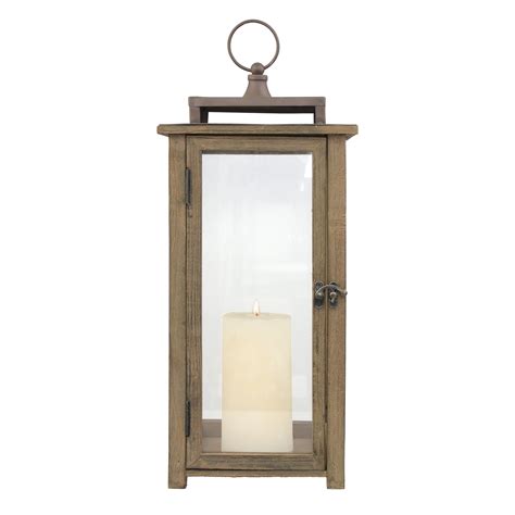 Stonebriar Decorative Rustic Wooden Candle Lantern With Handle And