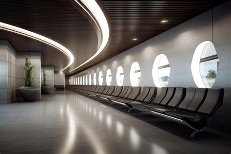 Premium Ai Image Sleek Airport Waiting Area With Minimalist Seating