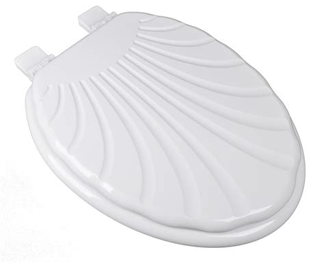 Bathdecor White Sculpted Seashell Molded Elongated Wood Toilet Seat