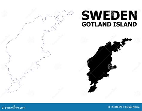 Vector Contour Dotted Map Of Gotland Island With Caption Stock Vector