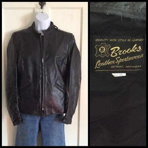 Vintage Brooks Black Leather Cafe Racer Jacket Size 32 Etsy Cafe