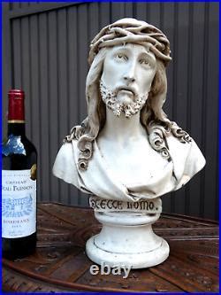 Antique Ceramic Ecce Homo Bust Christ Statue Religious Antique