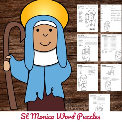 Catholic Saint Word Puzzles No Prep Activity St Monica The