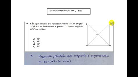 În figura alăturată este reprezentat pătratul ABCD Dreptele AC si BD