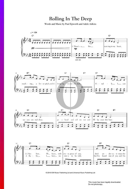 Rolling In The Deep (Adele) Piano Sheet Music - OKTAV