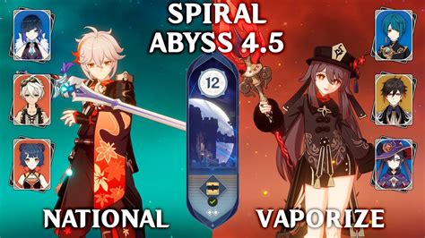 C0 Kazuha National C1 Hu Tao Vaporize Spiral Abyss 4 5 Genshin