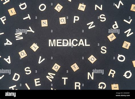 Medical Word Written On Dark Paper Background Medical Text On Dark For