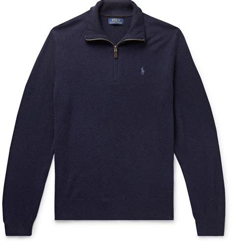 Polo Ralph Lauren Merino Wool Half Zip Sweater Blue Polo Ralph Lauren