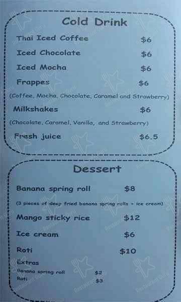 Menu At Aroi Caf Thai Cuisine Restaurant Brisbane City