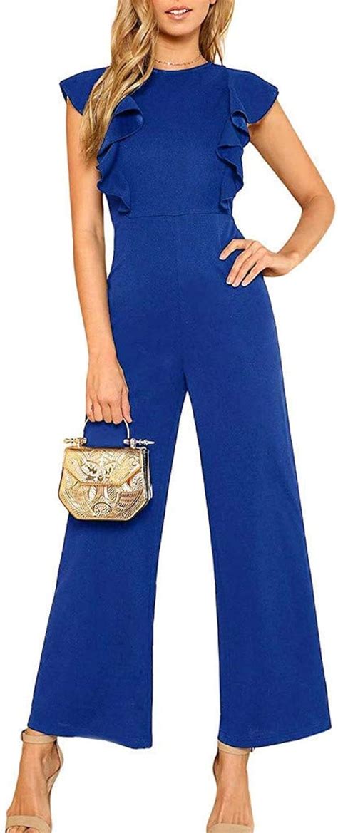 Haidean Damen Jumpsuit Sommer Elegant Hosenanzug Mit R Schen Playsuit