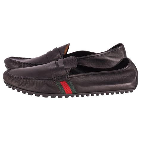 Gucci Men Web Penny Loafers In Black Leather Ref620265 Joli Closet