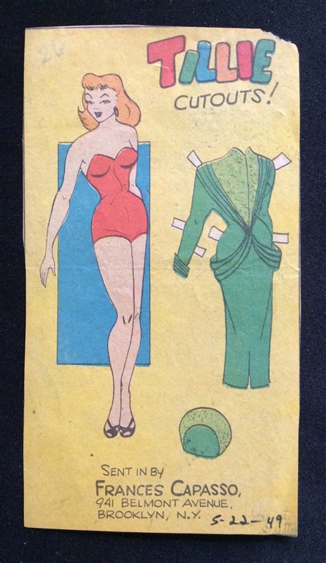 Tillie The Toiler Sunday Funnies Paper Doll 1949 Uncut Newspaper