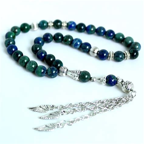 Mm Natural Green Stone Round Shape Prayer Beads Islamic Muslim