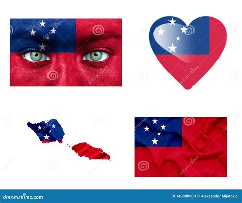 Set Of Various Samoa Flags Stock Illustration Illustration Of National