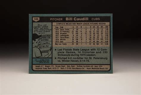 Cardcorner 1980 Topps Bill Caudill Baseball Hall Of Fame