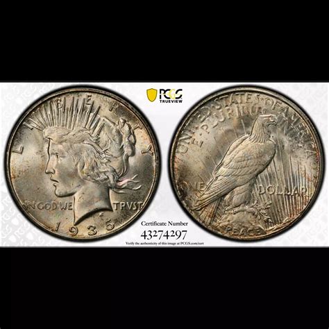 1935 S Peace Silver Dollar Pcgs Ms 65 Old Pueblo Coin