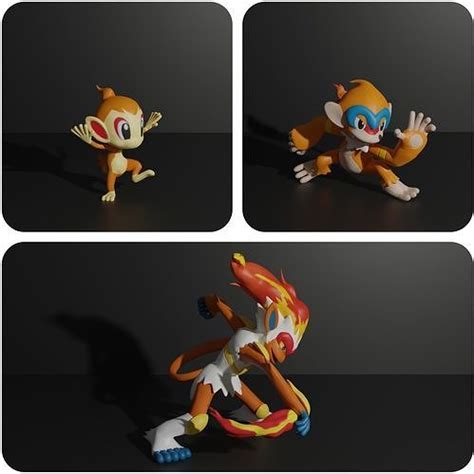 Chimchar Monferno And Infernape D Print Model D Model D Printable