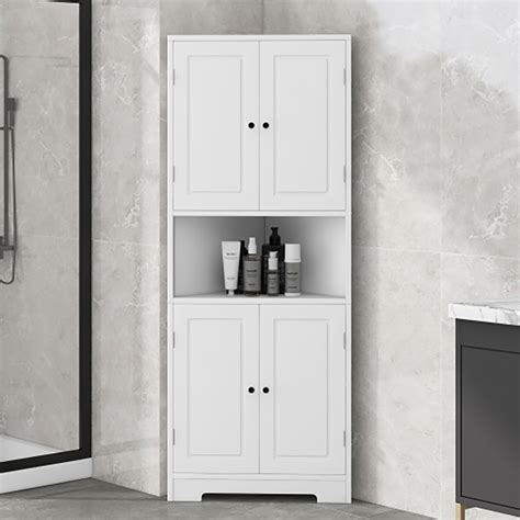 Dsstyles Tall Bathroom Corner Cabinet With Adjustable Shelf