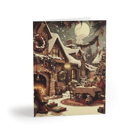 Snowy Christmas House and Child - Etsy