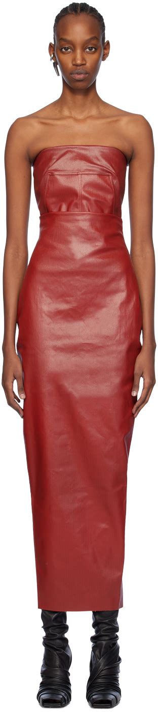 Red Dirt Pillar Denim Maxi Skirt By Rick Owens On Sale